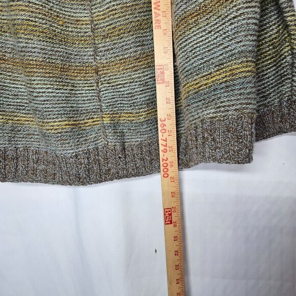 Hand Knit Wool Sweater Oversized Fit Earth Tone Stripes Cozy Winter Wear size L - Picture 7 of 10